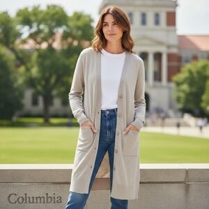 Cielo Beige Knit Button Long Cardigan Quiet Luxury Old Money Capsule Medium‎